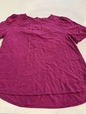 Fat Face Magenta Short-Sleeve Textured Blouse